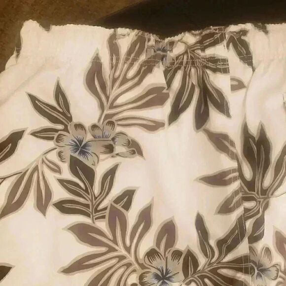 MERONA Men's XL ( 38-42") White/Moss Floral Brief Lined Trunks - Picture 11 of 12